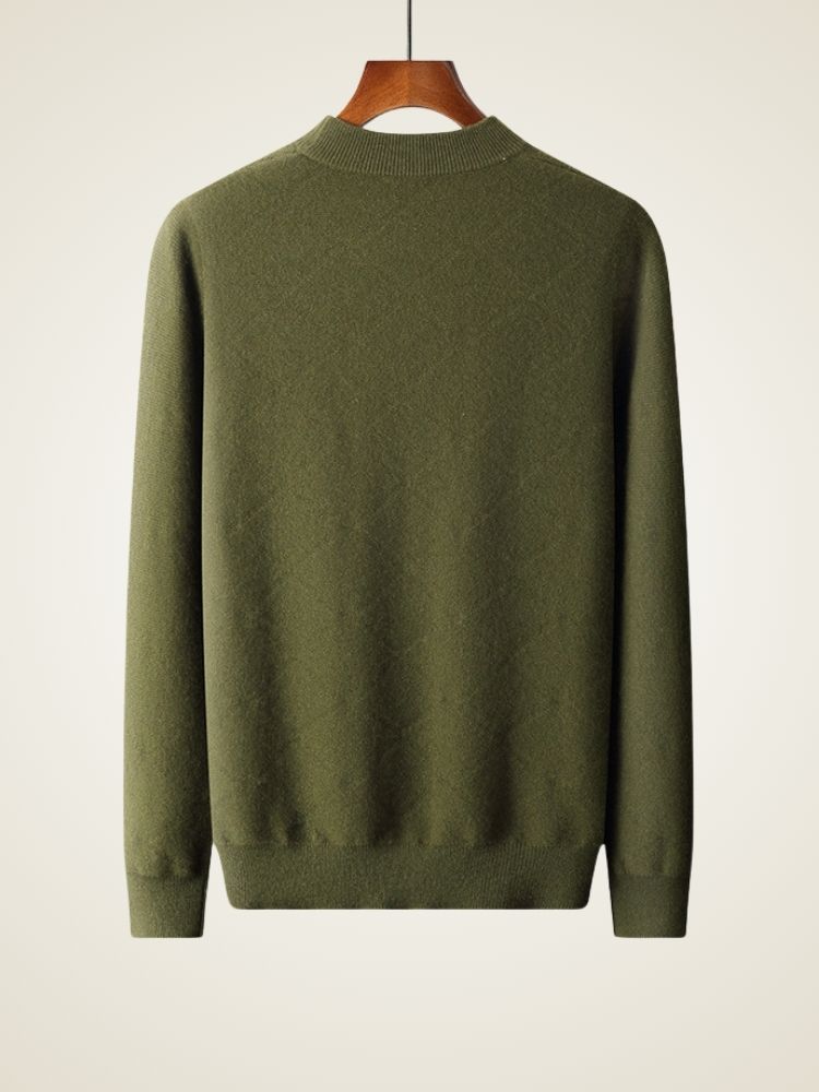Jude - Khaki Cashmere Mock-Neck Sweater | The Cashmere Studio