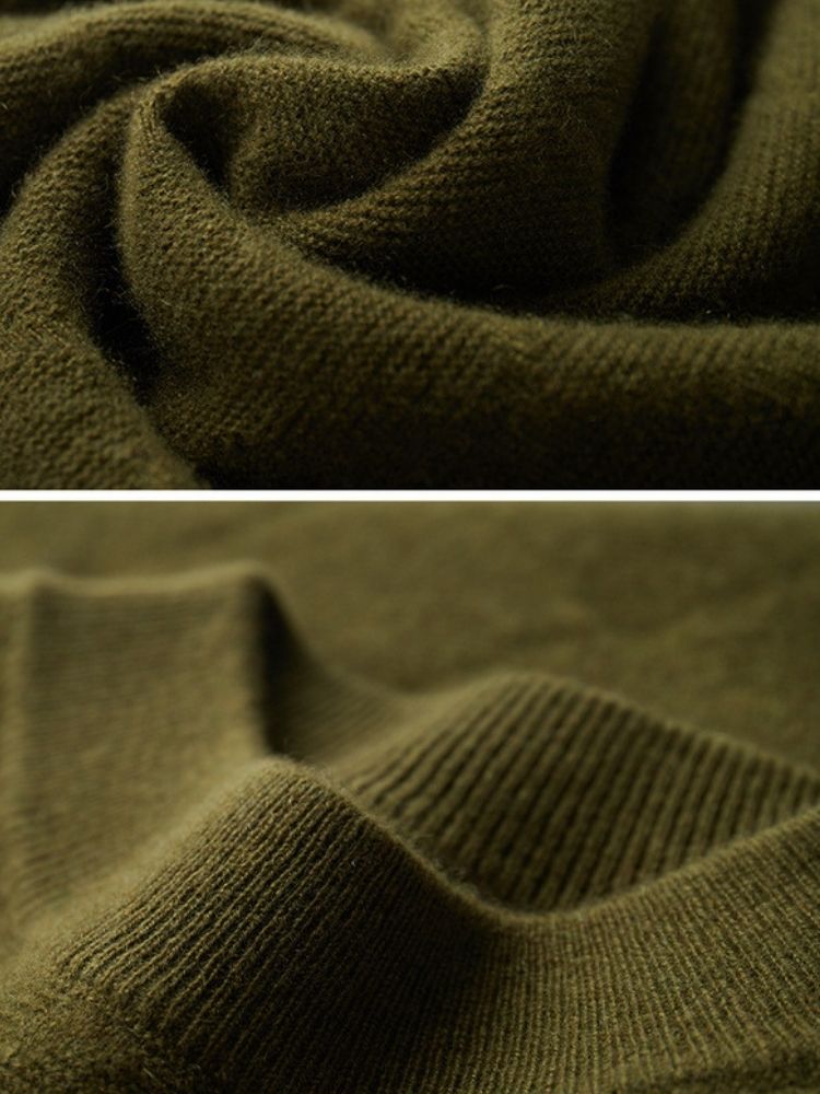 Jude - Khaki Cashmere Mock-Neck Sweater | The Cashmere Studio
