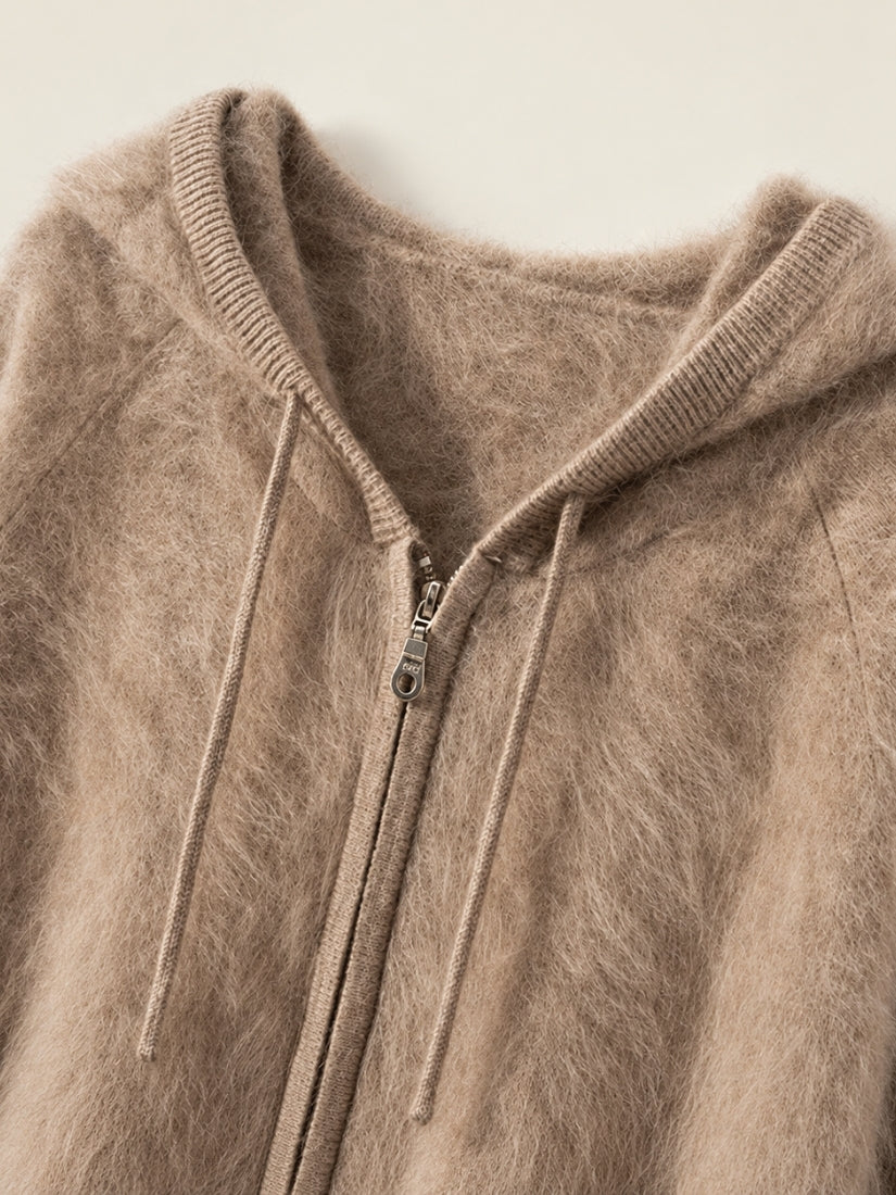 Lareth — Brushed Cashmere Hood & Zip Detail | The Cashmere Studio