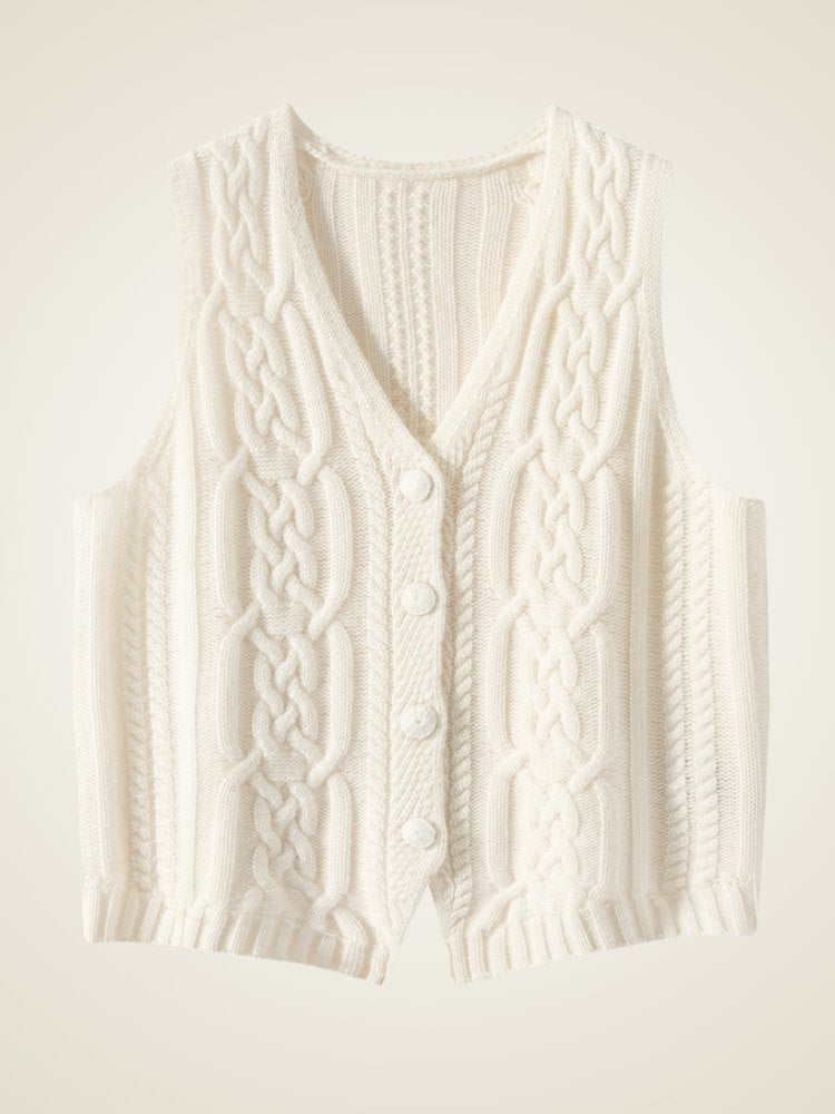Levara - Cable-Knit Cashmere Vest | The Cashmere Studio