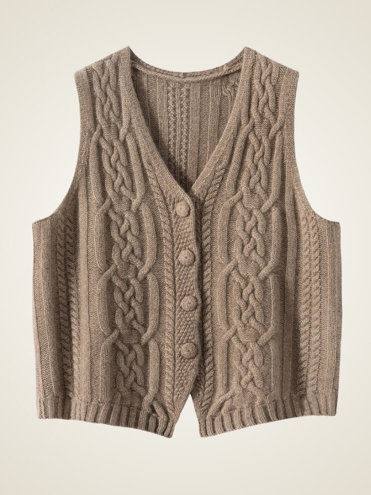 Levara - Cable-Knit Cashmere Vest | The Cashmere Studio