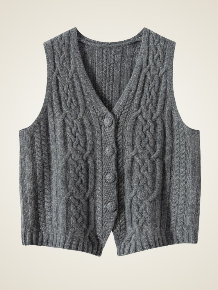 Levara - Cable-Knit Cashmere Vest | The Cashmere Studio