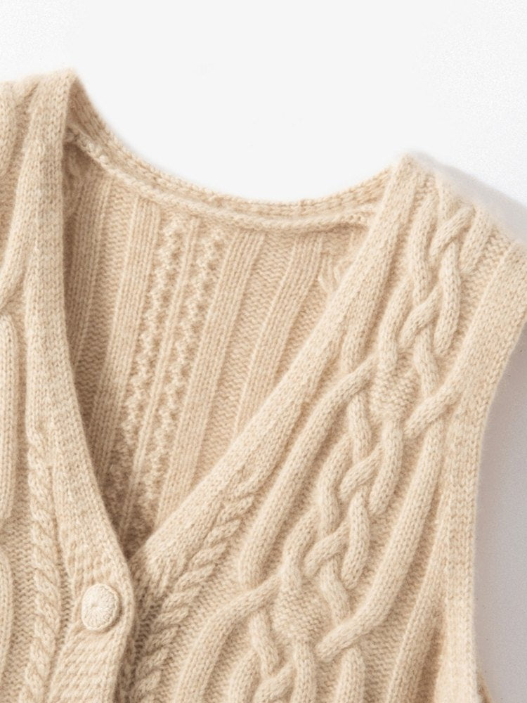 Levara - Cable-Knit Cashmere Vest | The Cashmere Studio