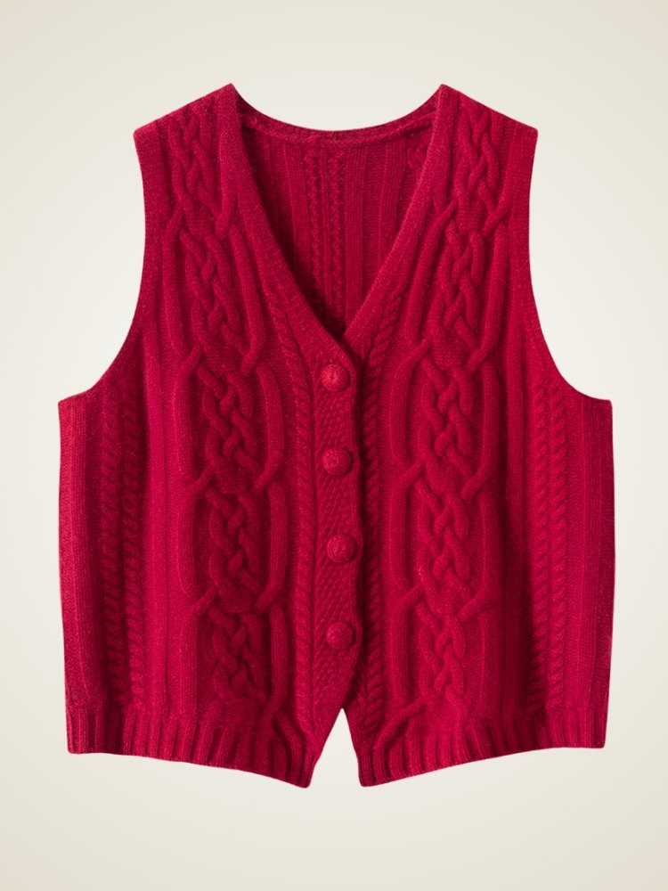 Levara - Cable-Knit Cashmere Vest | The Cashmere Studio