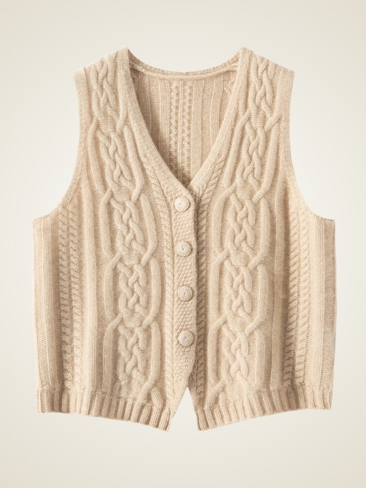 Levara - Cable-Knit Cashmere Vest | The Cashmere Studio