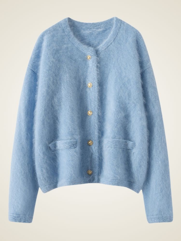 Adassa - Light Blue Cloud-Soft Cashmere Cardigan | The Cashmere Studio