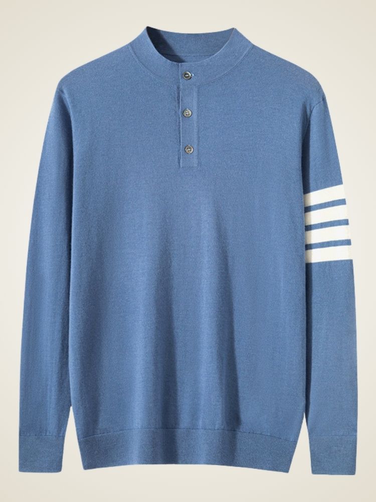 Light Blue Edison - Cashmere Henley Sweater | The Cashmere Studio