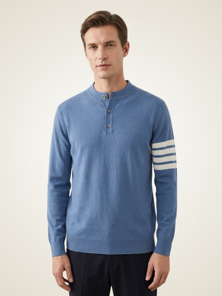 Light Blue Edison - Cashmere Henley Sweater | The Cashmere Studio
