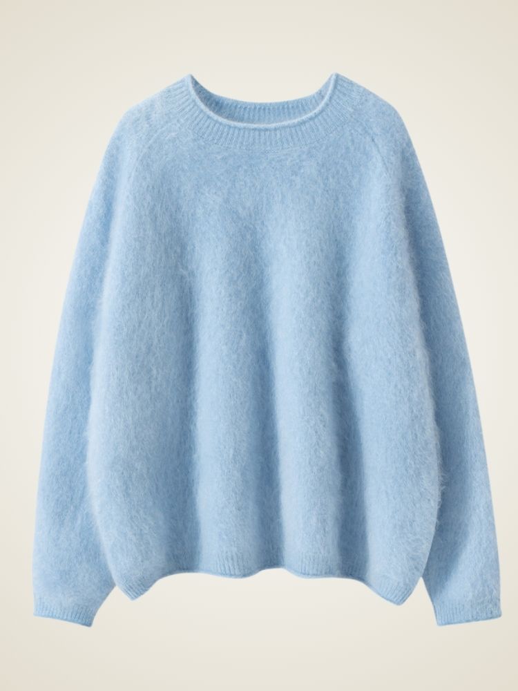 Merelis - Light Blue Brushed Cashmere Sweater | The Cashmere Studio