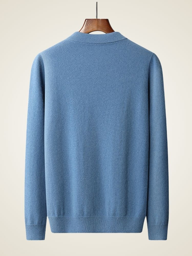 Finn - Light Blue Polo Cashmere Sweater | The Cashmere Studio