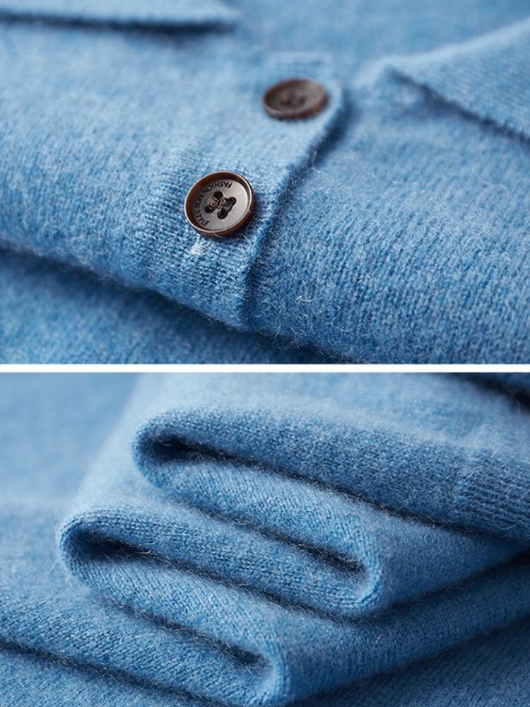 Finn - Light Blue Polo Cashmere Sweater | The Cashmere Studio