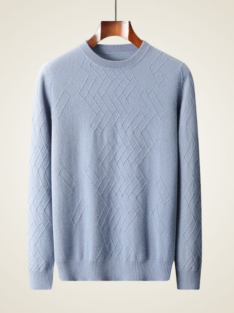 Jett - Light Blue Geometric Cashmere Sweater | The Cashmere Studio