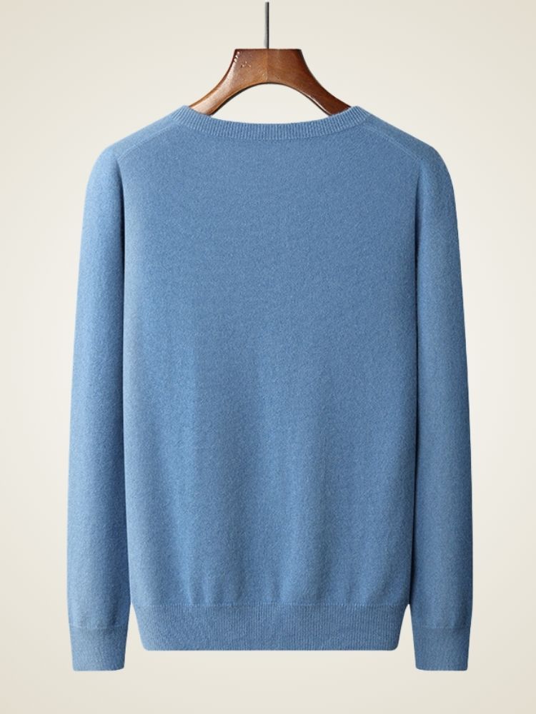 Dean - Light Blue V-Neck Cashmere Sweater | The Cashmere Studio