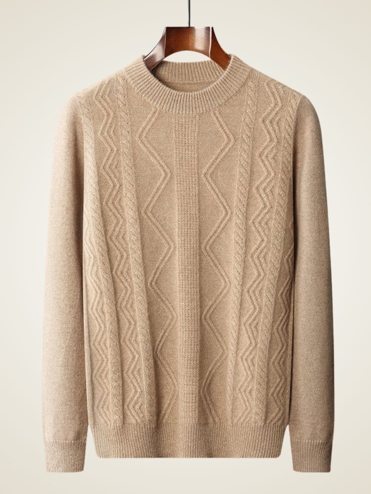Hendrix - Light Camel Textured Cashmere Sweater | The Cashmere Studio