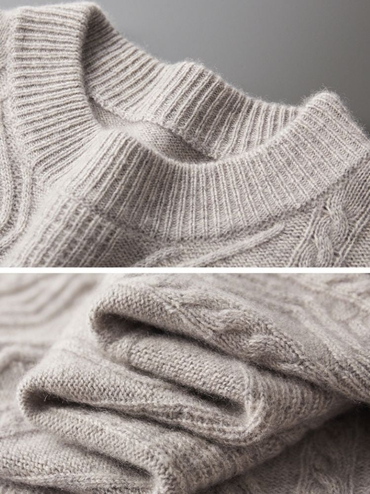 Hendrix - Light Gray Textured Cashmere Sweater | The Cashmere Studio