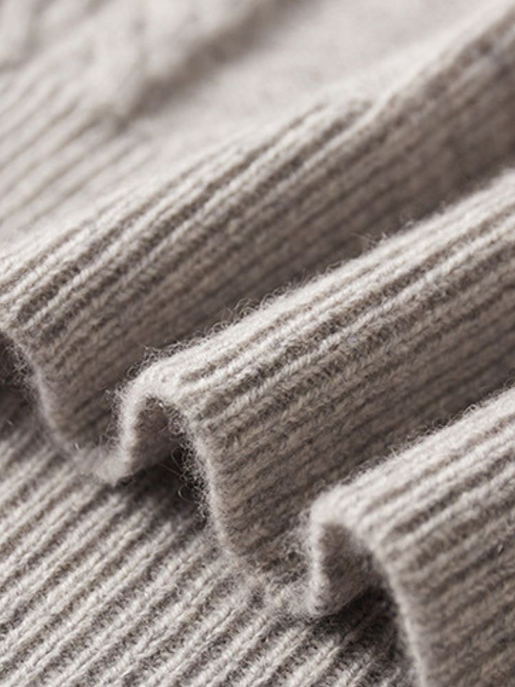 Hendrix - Light Gray Textured Cashmere Sweater | The Cashmere Studio
