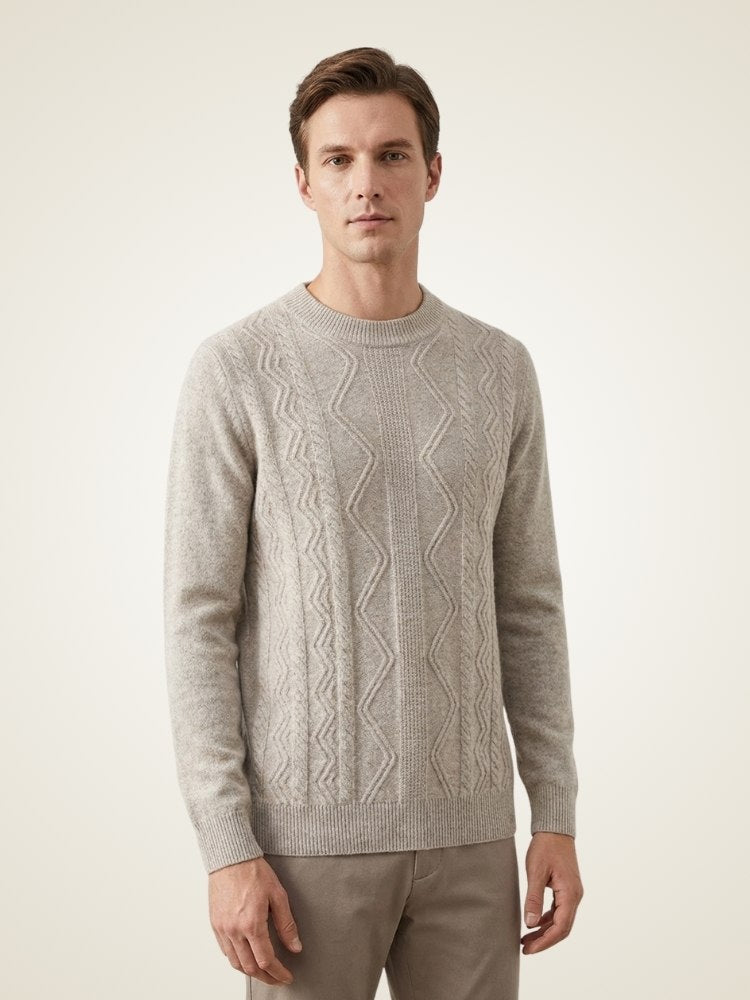 Hendrix - Light Gray Textured Cashmere Sweater | The Cashmere Studio