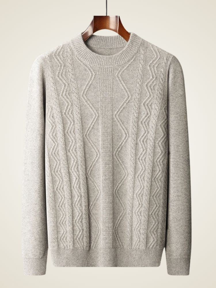 Hendrix - Light Gray Textured Cashmere Sweater | The Cashmere Studio