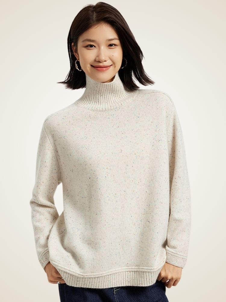 Katerina - Light Gray Cashmere Turtleneck | The Cashmere Studio