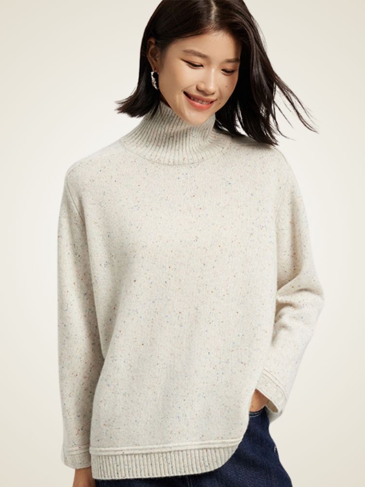 Katerina - Light Gray Cashmere Turtleneck | The Cashmere Studio
