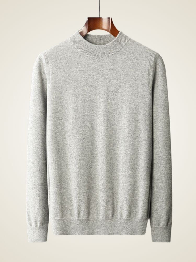 Fletcher - Light Gray Classic Cashmere Sweater | The Cashmere Studio