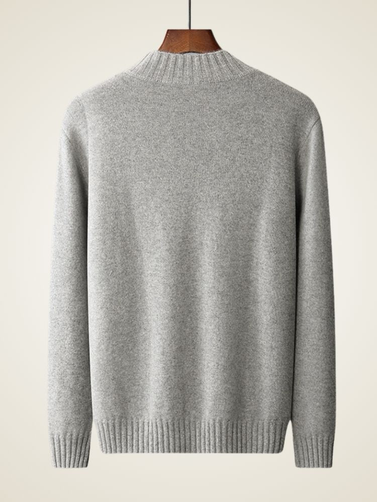 Lennox - Light Gray High Collar Cashmere Sweater | The Cashmere Studio