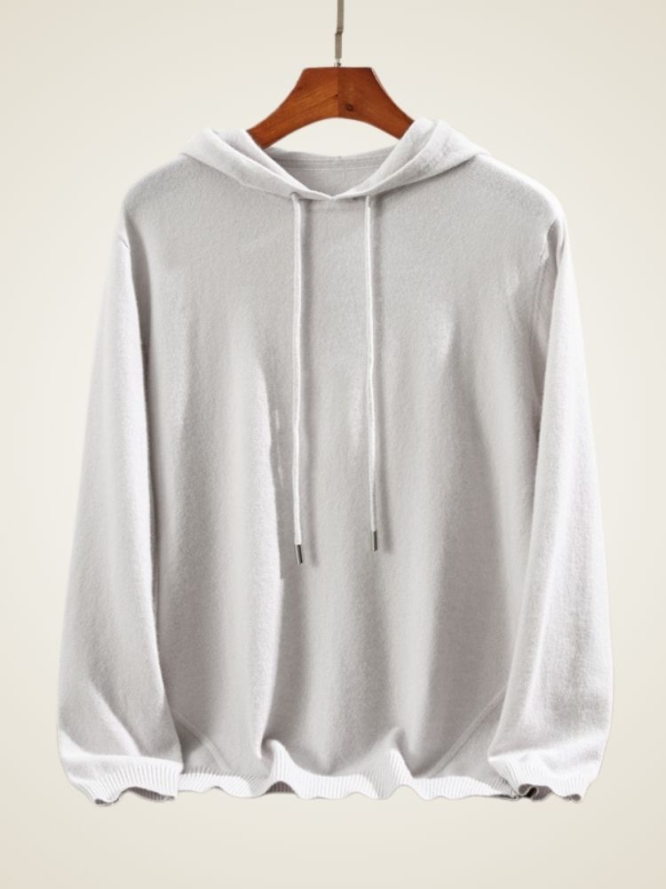 Madden - Light Gray Classic Cashmere Hoodie | The Cashmere Studio
