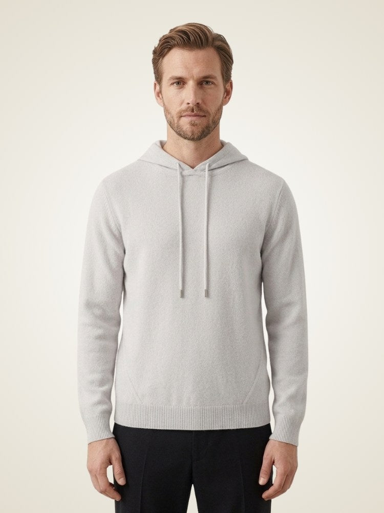 Madden - Light Gray Classic Cashmere Hoodie | The Cashmere Studio