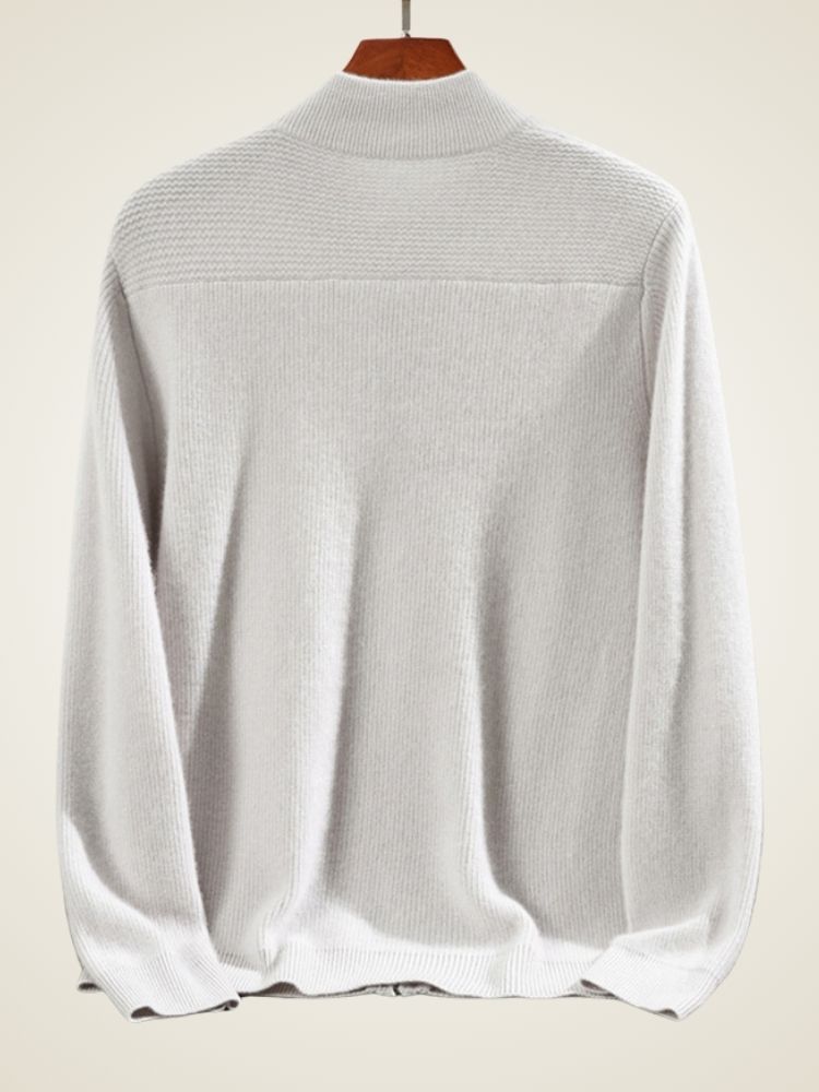 Quill - Light Gray Cashmere Zipped Cardigan | The Cashmere Studio