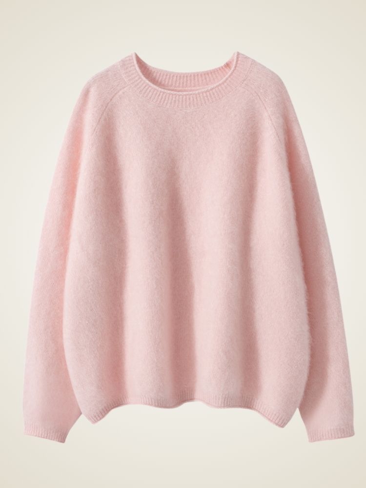 Merelis - Light Pink Brushed Cashmere Sweater | The Cashmere Studio