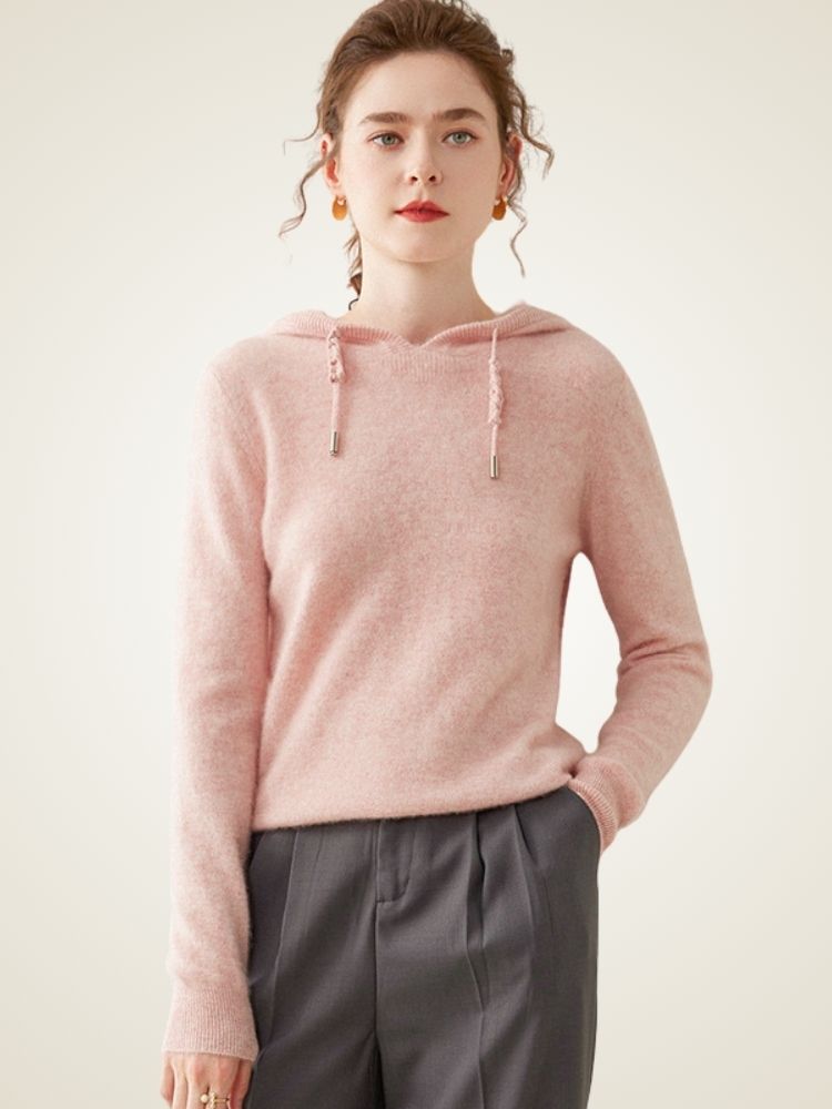 Arietta - Light Pink Cashmere Lounge Hoodie | The Cashmere Studio