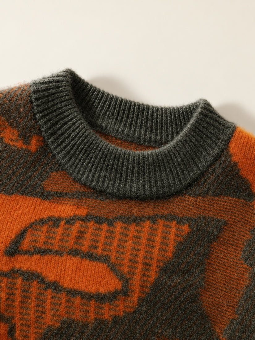 Lior - Orange Jacquard Cashmere Sweater | The Cashmere Studio
