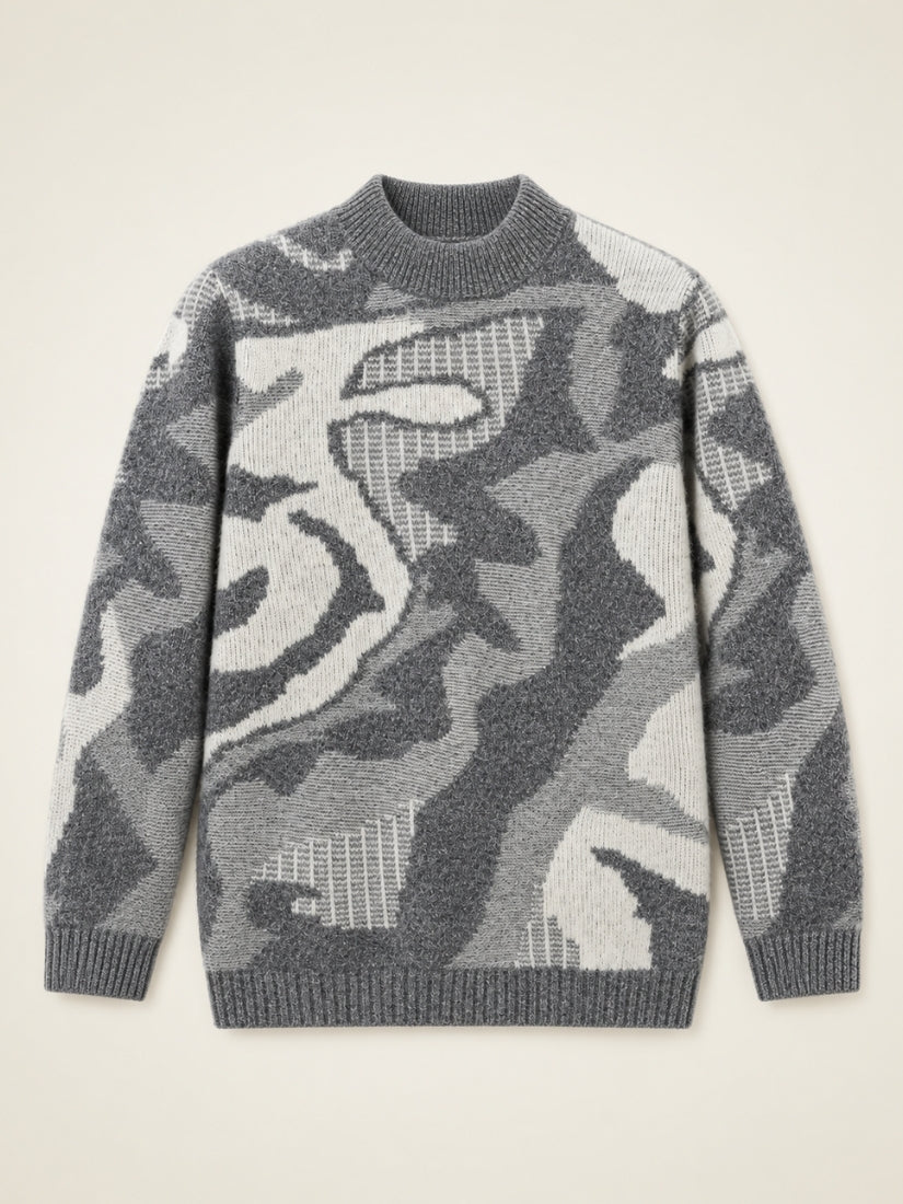Lior - Gray Jacquard Cashmere Sweater | The Cashmere Studio