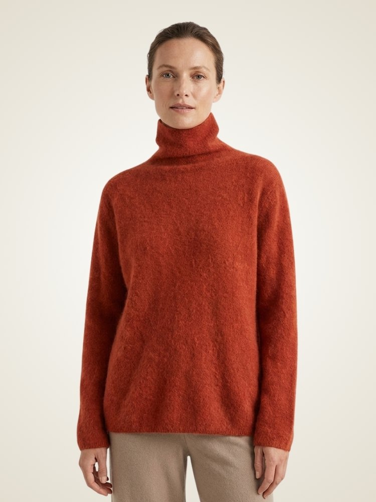 Lenora - Black Brushed Cashmere Sweater | The Cashmere Studio