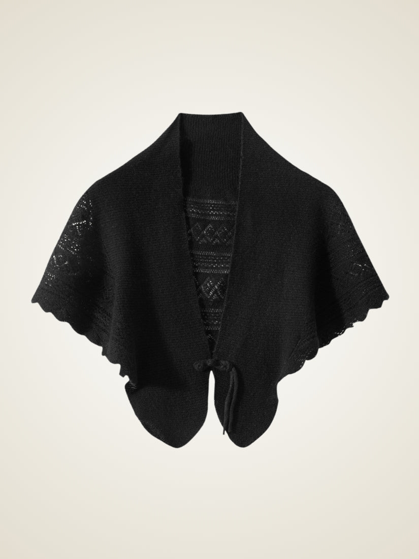 Maesel - Black Chinese Knot Cashmere Cape | The Cashmere Studio