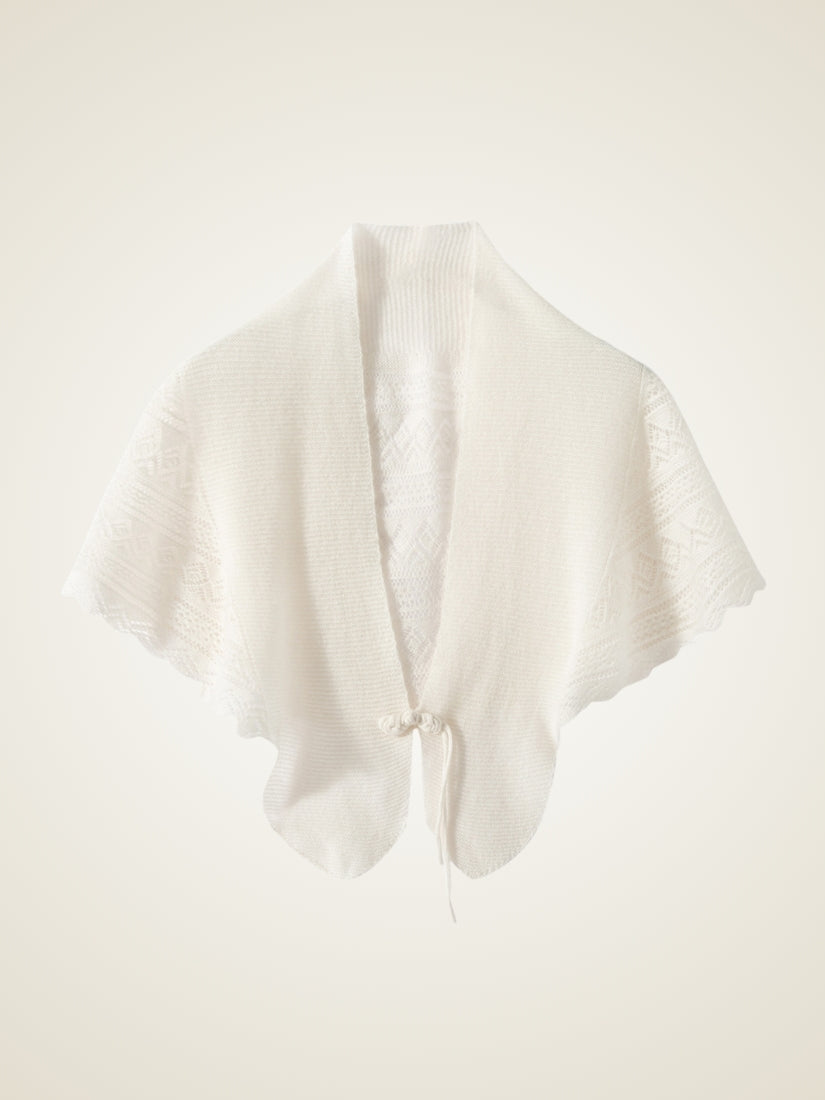 Maesel - Ivory Chinese Knot Cashmere Cape | The Cashmere Studio