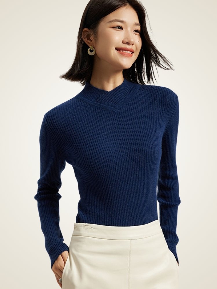 Alenia - Mock Neck Cashmere Sweater | The Cashmere Studio