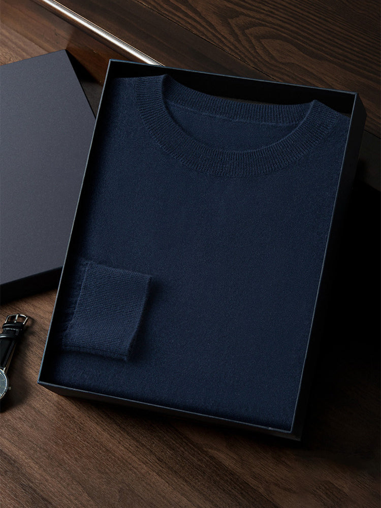 Ellis - Navy Cashmere Crewneck Sweater | The Cashmere Studio