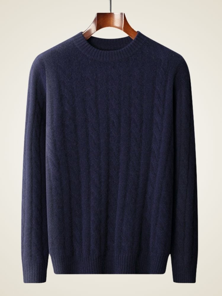 Heath - Navy Cable-Knit Cashmere Sweater | The Cashmere Studio