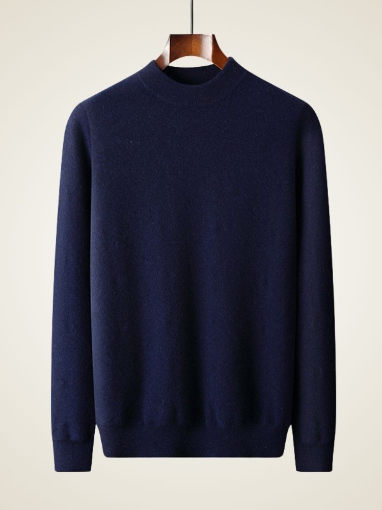 Jude - Navy Cashmere Mock-Neck Sweater | The Cashmere Studio