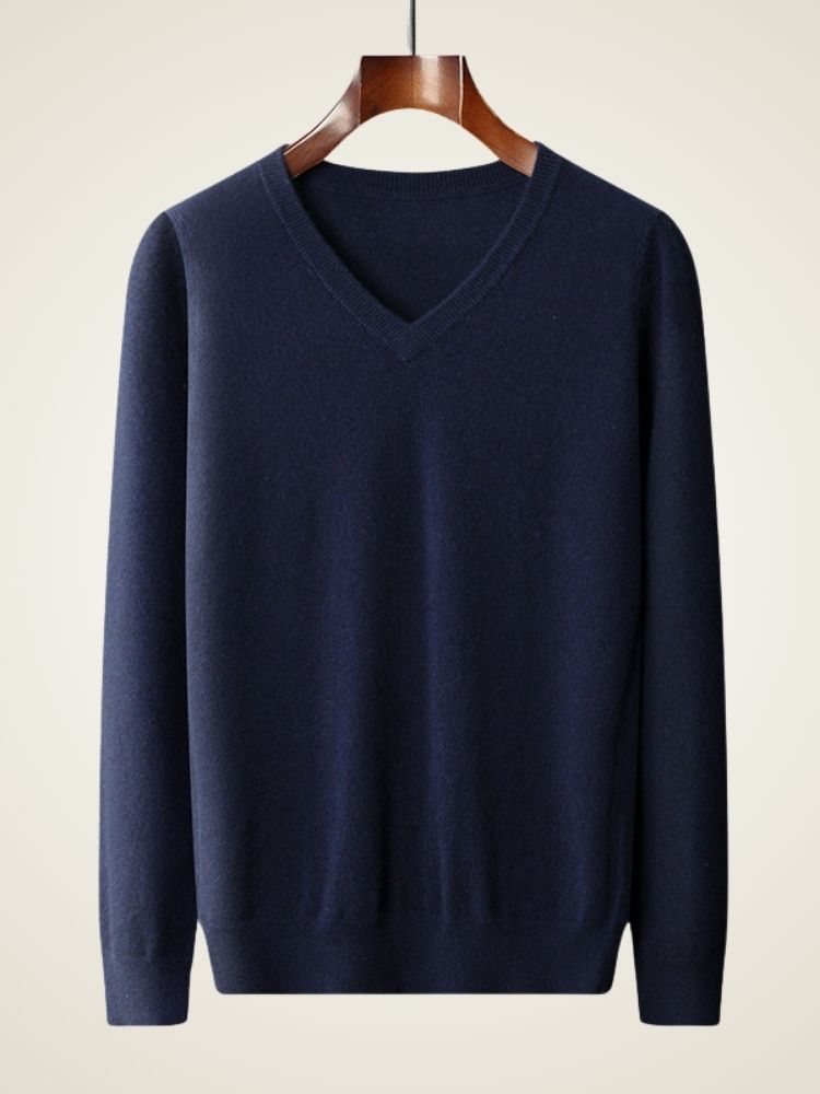 Dean - Navy V-Neck Cashmere Sweater | The Cashmere Studio