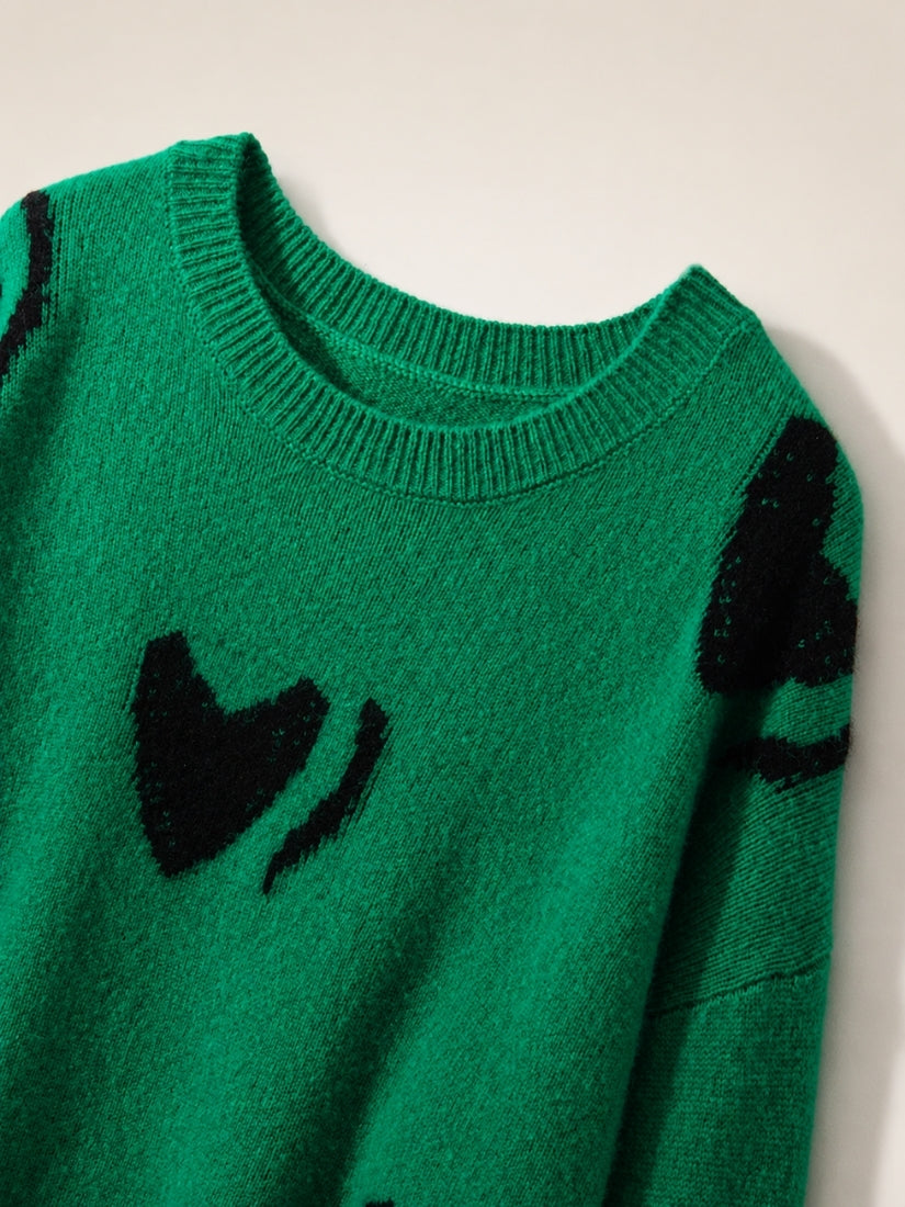 Nirelle - Heart Jacquard Cashmere Sweater | The Cashmere Studio