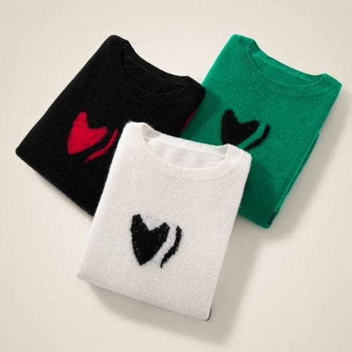 Nirelle - Heart Jacquard Cashmere Sweater | The Cashmere Studio