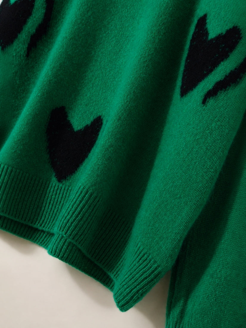 Nirelle - Heart Jacquard Cashmere Sweater | The Cashmere Studio