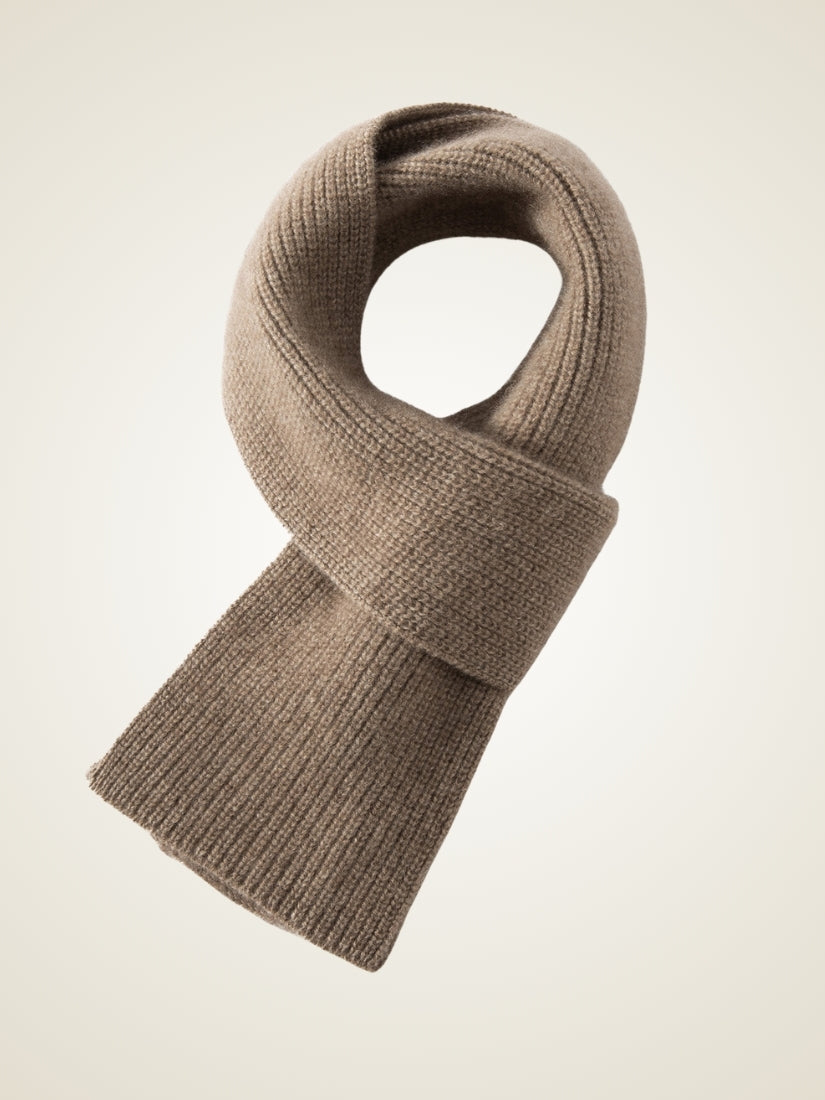 Norell - Taupe Ribbed Cashmere Scarf | The Cashmere Studio