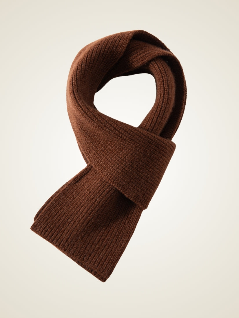Norell - Brown Ribbed Cashmere Scarf | The Cashmere Studio
