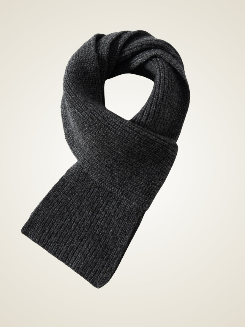 Norell - Dark Gray Ribbed Cashmere Scarf | The Cashmere Studio