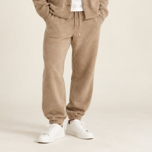 Orian — Beige Tapered Cashmere Jogger Pants | The Cashmere Studio