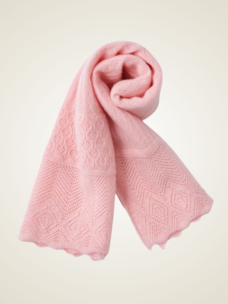 Bryna - Pink Woven Cashmere Scarf | The Cashmere Studio