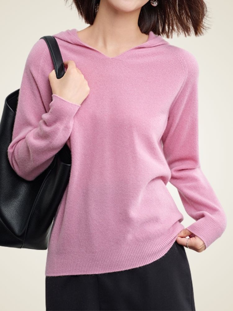 Aisling - Pink Classic Cashmere Hoodie | The Cashmere Studio
